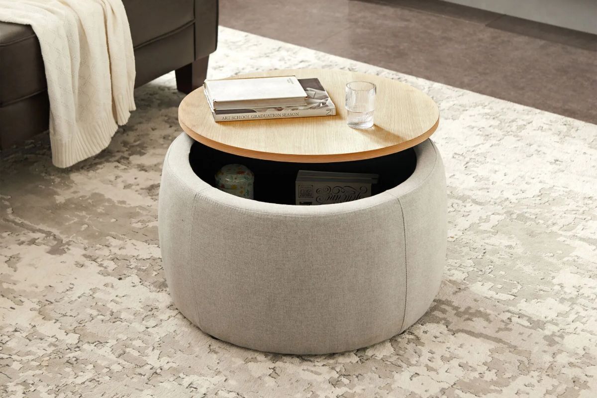 Simplie Fun Round Storage Ottoman Simplie Fun Round Storage Ottoman