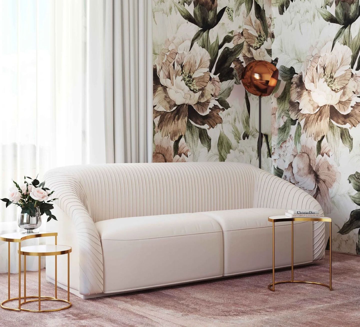 Yara Pleated Velvet Sofa by TOV Furniture