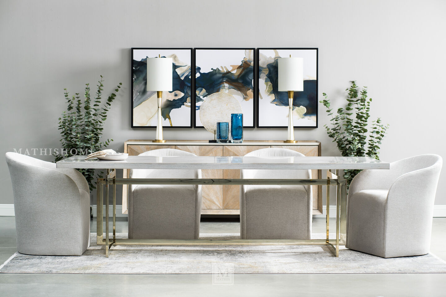 Caracole Wish You Were Here Dining Table in Modern Dining Room