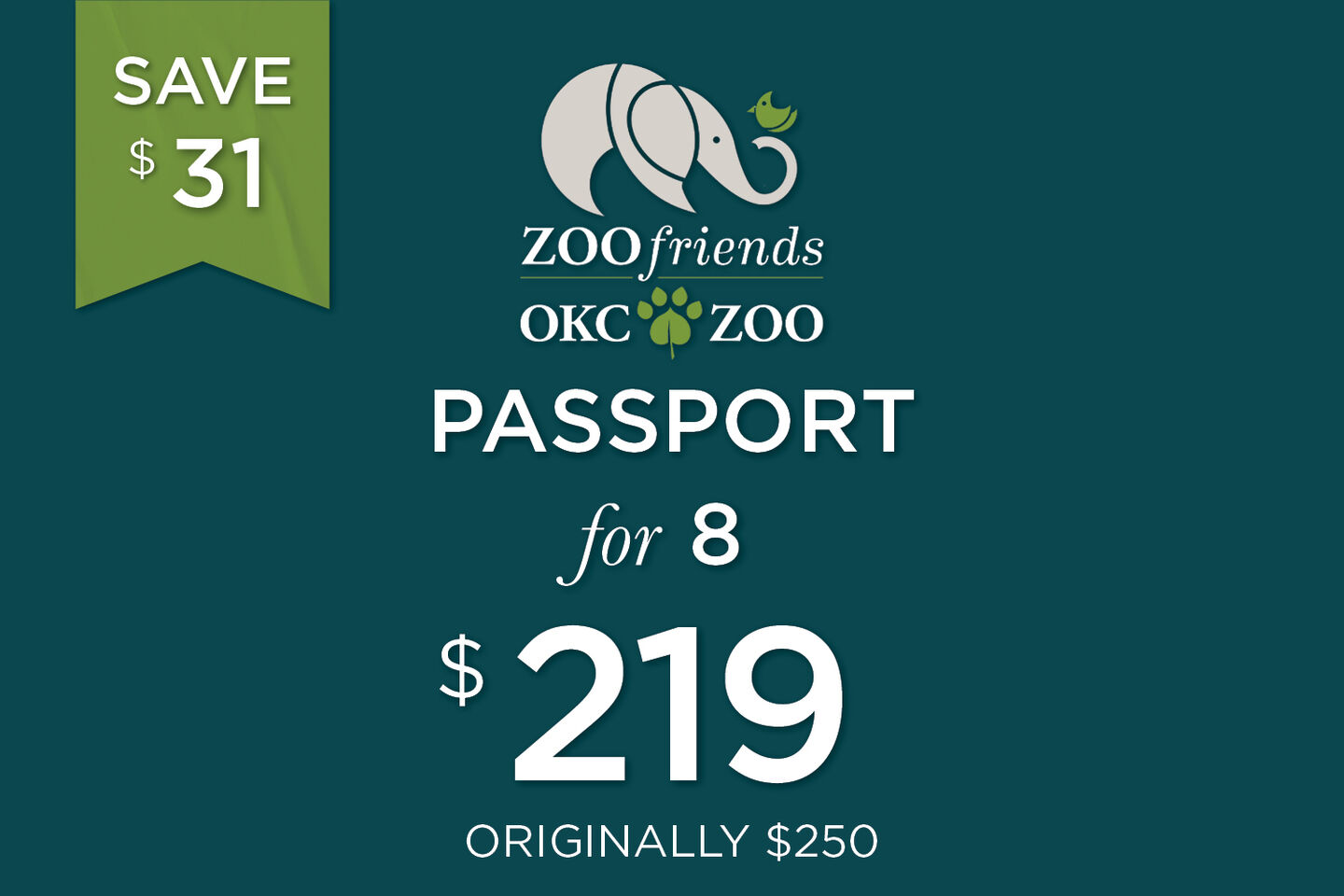 Zoo Friends OKC Zoo - Passport for 8 for $219, Originally $250, Save $31