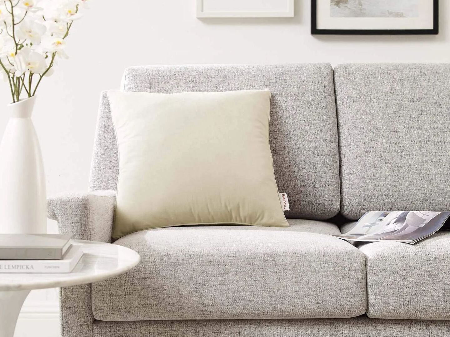 Enhance Performance Velvet 18" x 18" Throw Pillow in Ivory by Modway Furniture
