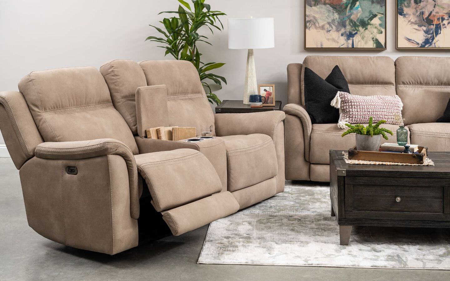 DuraPella Dual Power Reclining Loveseat with Console by Ashley