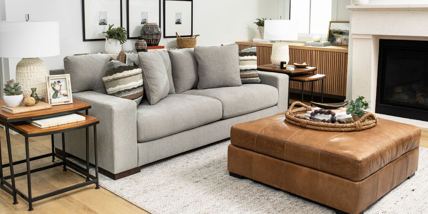 Jonathan Louis Riley Leather Ottoman