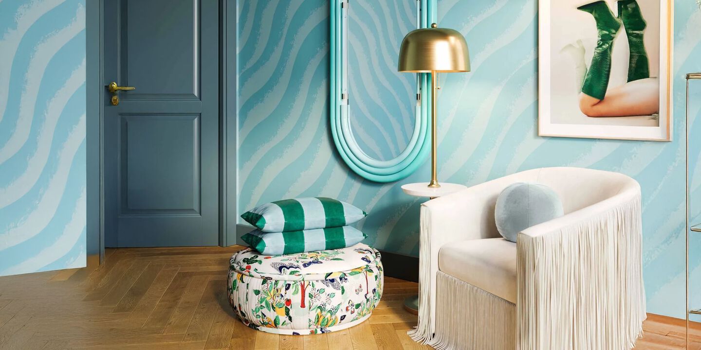 Neon Large Wall Mirror in Blue by TOV Furniture