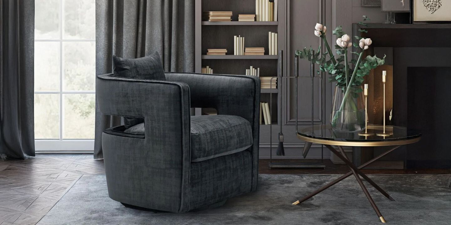 TOV Furniture Kennedy Swivel Chair in black TOV Furniture Kennedy Swivel Chair in black