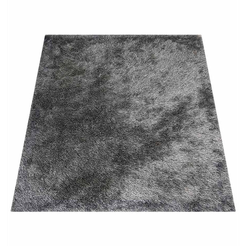 RUGSOTIC CARPETS HAND TUFTED SHAG POLYESTER ECO-FRIENDLY AREA RUGS  - 5'x8', Rectangle, Blue White, Solid Plain Design, High Pile Thick Handmade Anti Skid Rugs for Living Room, Bed Room K00333