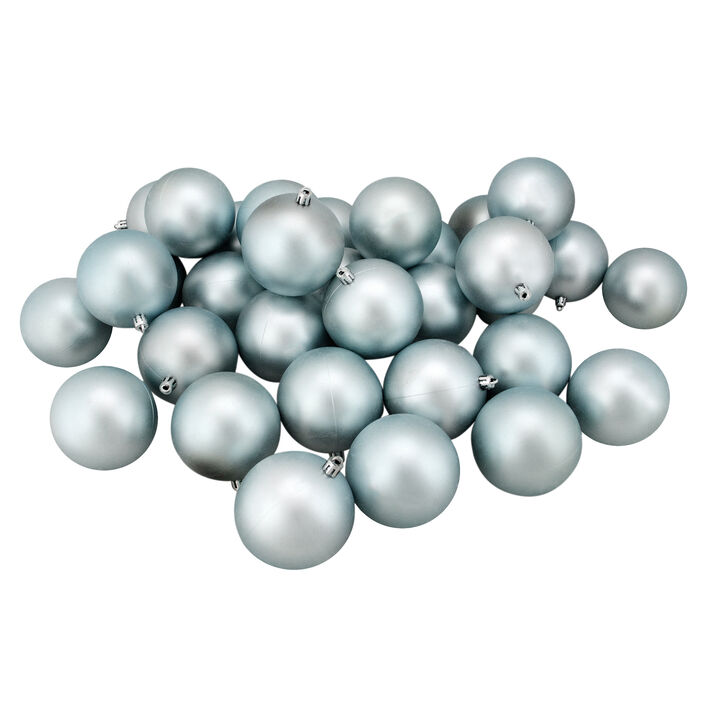 32ct Mermaid Blue Matte Shatterproof Christmas Ball Ornaments 3.25" (80mm)