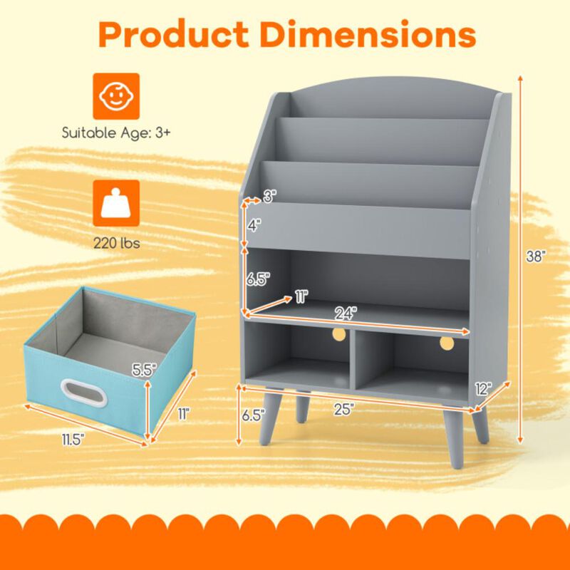 Hivvago Kids Bookshelf with Open Compartment for Toddlers 3+ Years Old