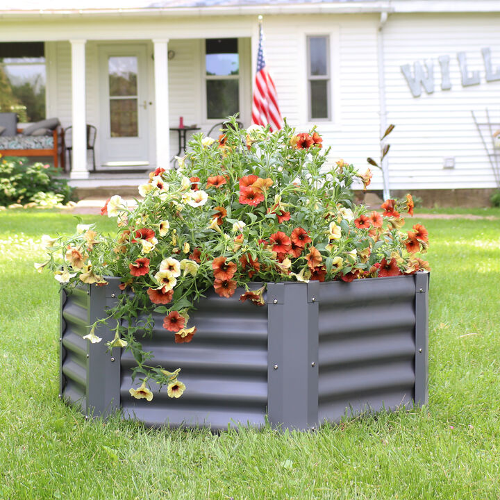 Sunnydaze Powder-Coated Steel Hexagon Raised Garden Bed 41 in