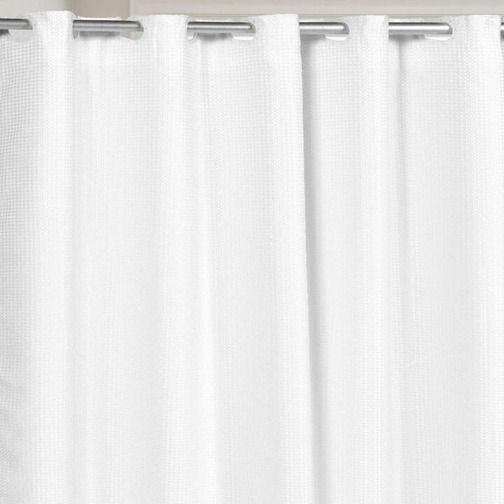 Carnation Home Fashions Pre Hooked T Waffle Weave Fabric Shower Curtain - Purple 70x75"