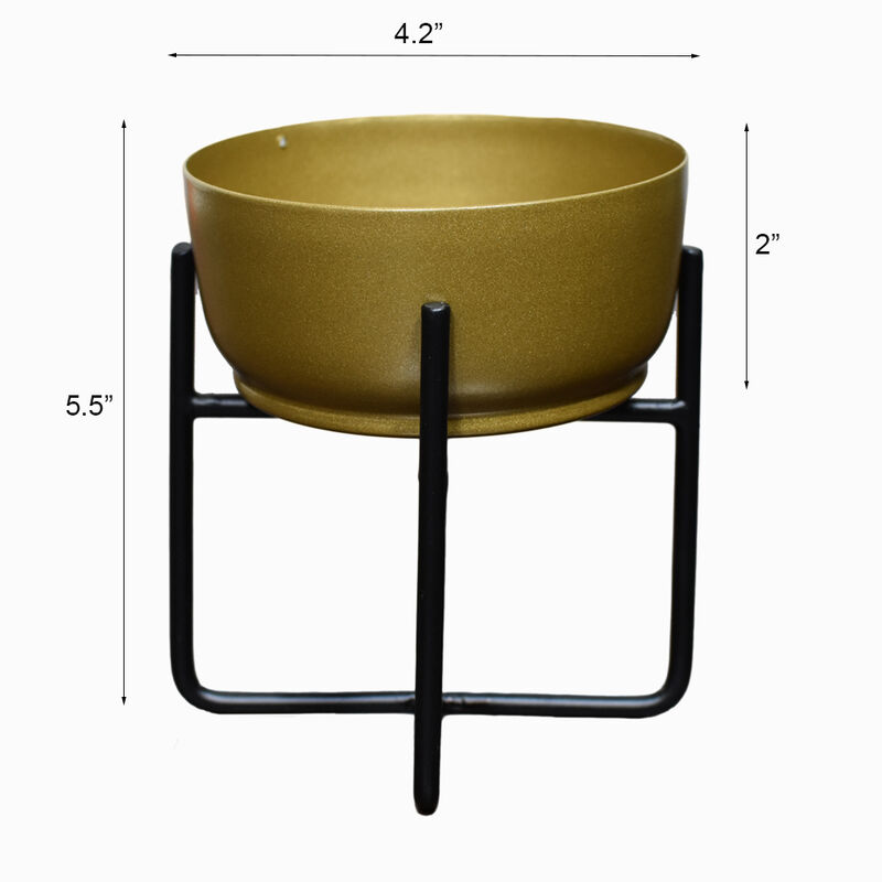 Handmade 100% Iron Round Modern Silver Coated Color 5.2 x 4.8 x 4.8 Inches Planters Pot 1003 BBH Homes