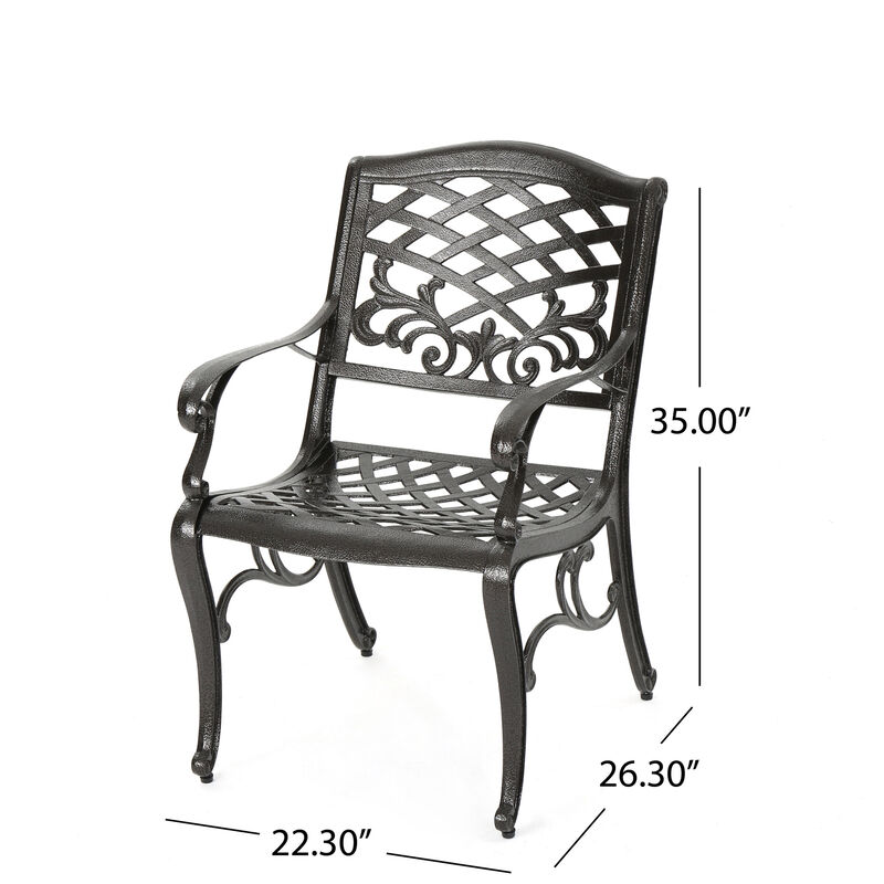 Elegant Traditional Dining Chairs with Aluminum Frame and Floral Accents