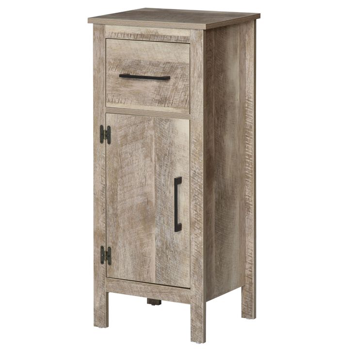Freestanding Compact Bathroom Storage Organizer w/Shelves and Pull-Out Drawer