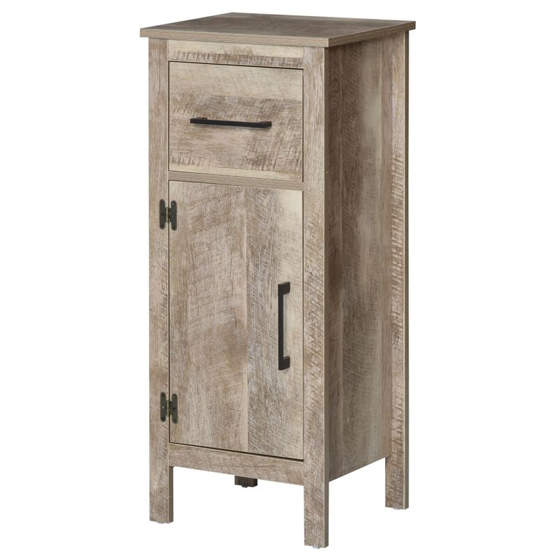 Freestanding Compact Bathroom Storage Organizer w/Shelves and Pull-Out Drawer