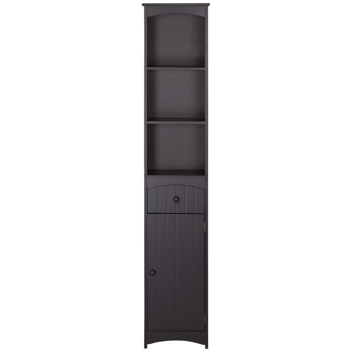 Tall Bathroom Cabinet Free Standing Bath Storage Organizer Linen Tower w/ Shelf