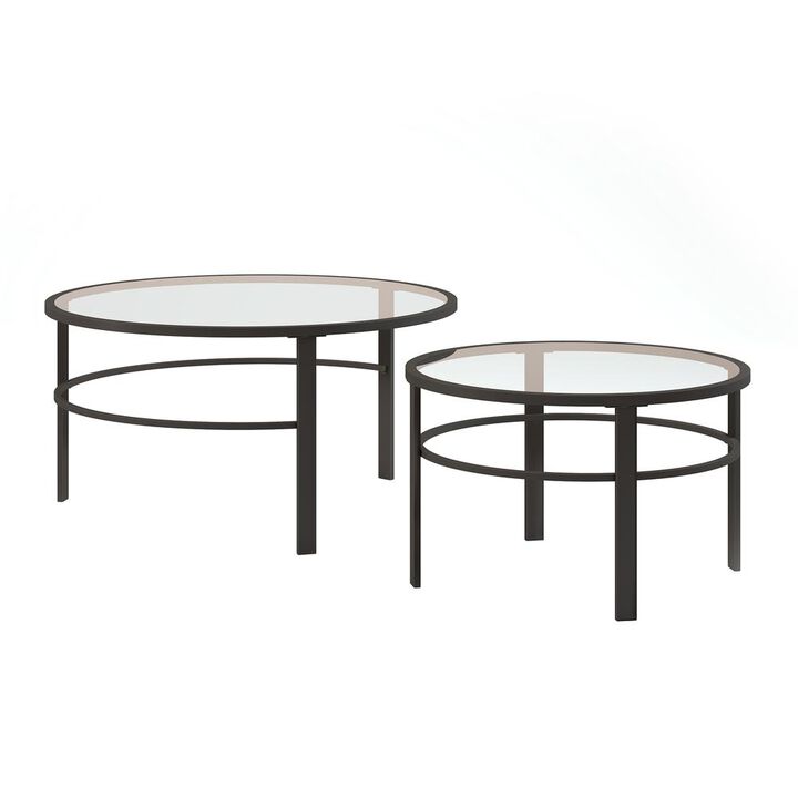 Hudson&Canal Gaia Round Nested Coffee Table in Blackened Bronze