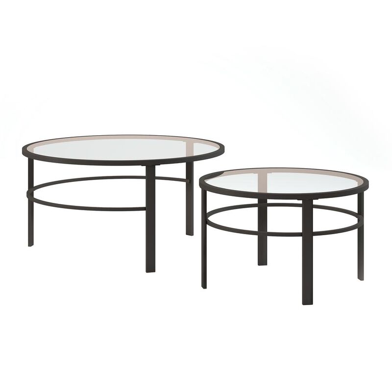Hudson&Canal Gaia Round Nested Coffee Table in Blackened Bronze