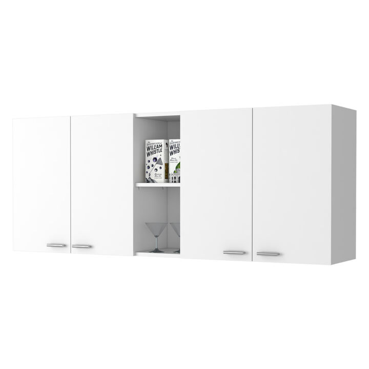 Menlo 59-Inch Four Swing Doors Wall Cabinet White