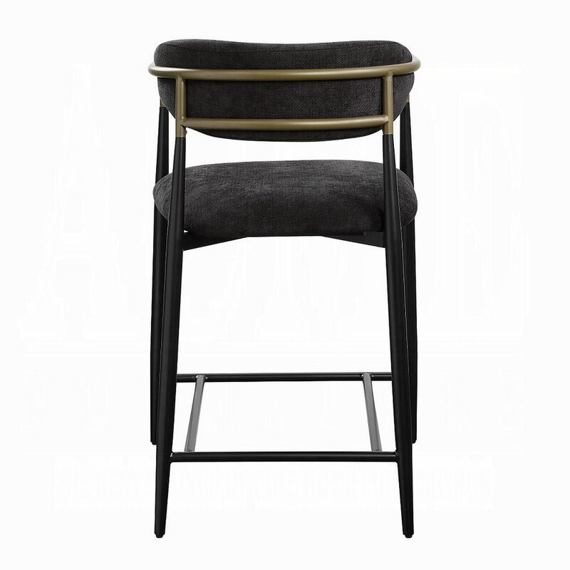 Vonn 25 Inch Counter Height Chair, Padded Fabric, Black Metal Frame - Benzara