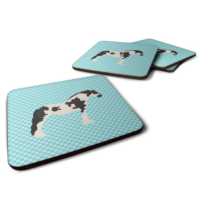 Caroline's Treasures Cyldesdale Horse Blue Check Decorative coasters, 3.5, Multicolor