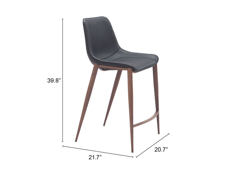 Magnus Counter Stool (Set of 2) Black & Walnut