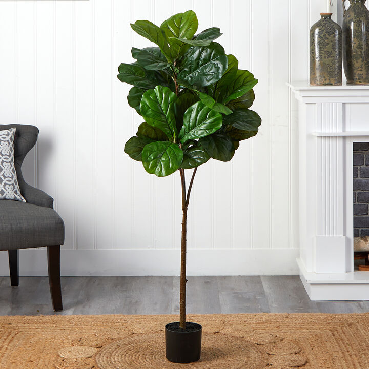 Nearly Natural 54-in Fiddle Leaf Artificial Tree (Real Touch)