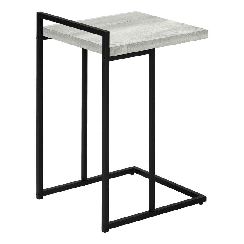 Monarch Specialties I 3631 Accent Table, C-shaped, End, Side, Snack, Living Room, Bedroom, Metal, Laminate, Grey, Black, Contemporary, Modern