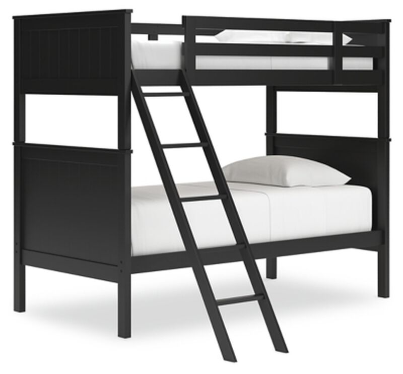 Nextonfort Twin Over Twin Bunk Bed in Black