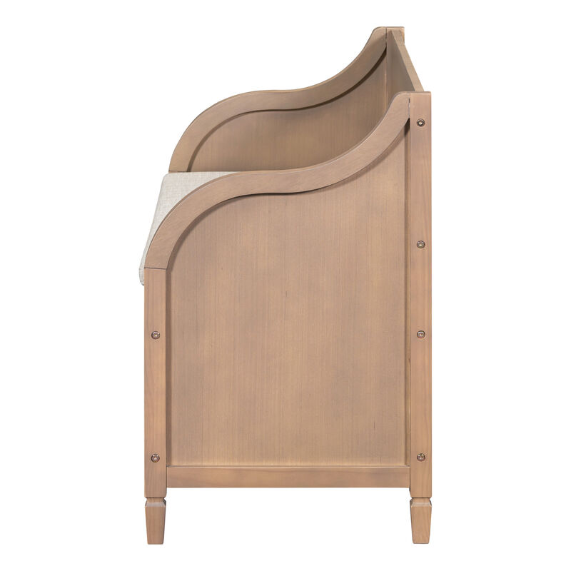 Gewnee Rustic Style Solid wood Entryway Multifunctional Storage Bench with Safety Hinge (Brown+ Beige)