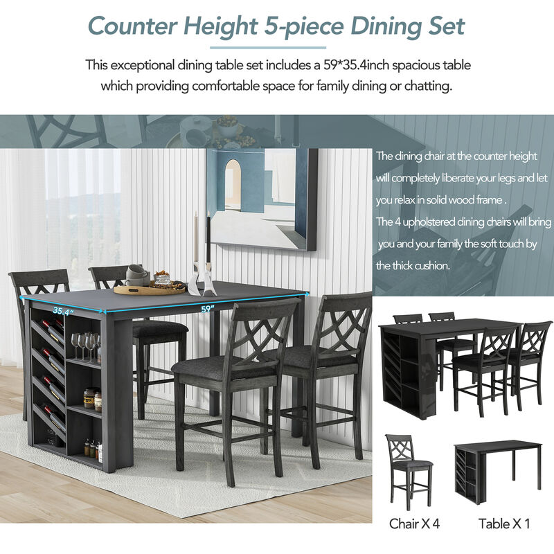 Merax 5-piece Solid Wood Dining Table Set