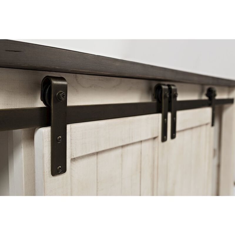 Jofran Madison County Rustic Reclaimed Solid Wood Farmhouse 60 Barn Door Console