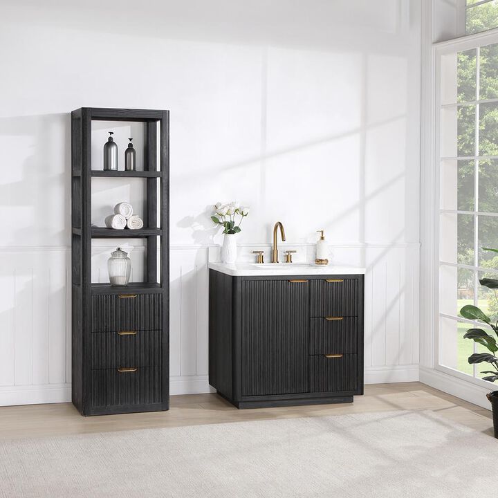 Vinnova Design Free-standing Single Bathroom Vanity with Composite top in Lightning White