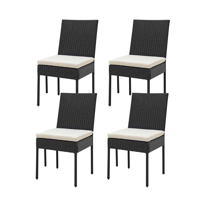 PE Wicker Patio Chairs Set of 4 with Cushions for Porch Deck Garden and Backyard-4 Pieces