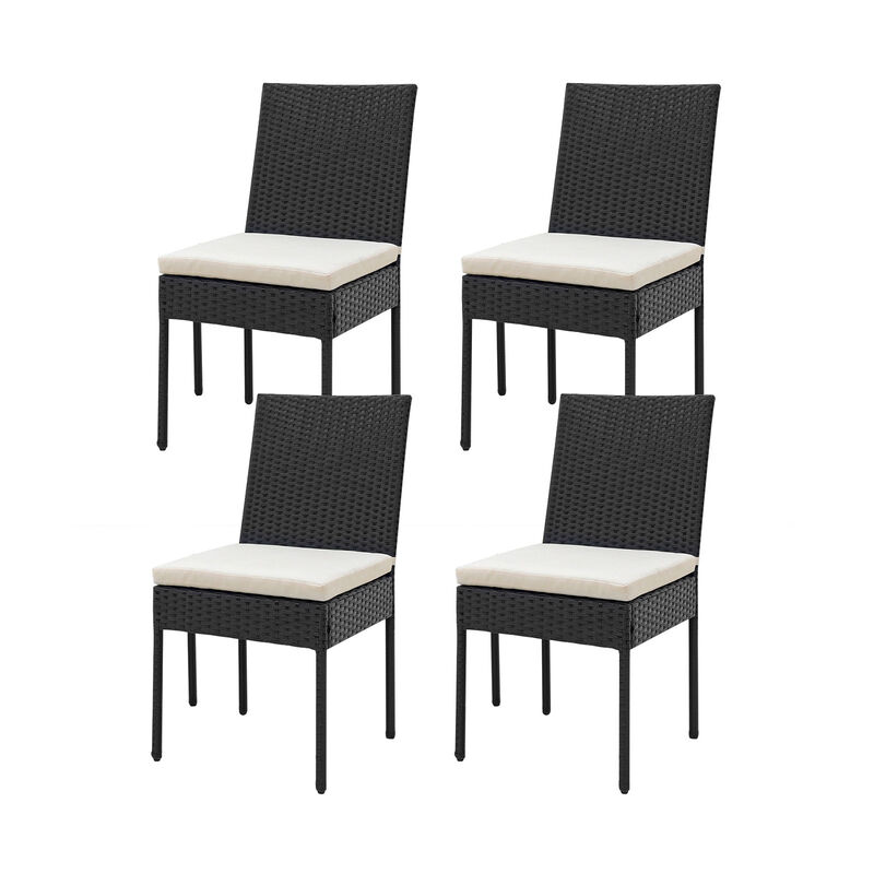 PE Wicker Patio Chairs Set of 4 with Cushions for Porch Deck Garden and Backyard-4 Pieces