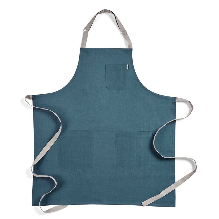 Solino Home 100% Pure Linen Bib Apron 33 x 30 Inch