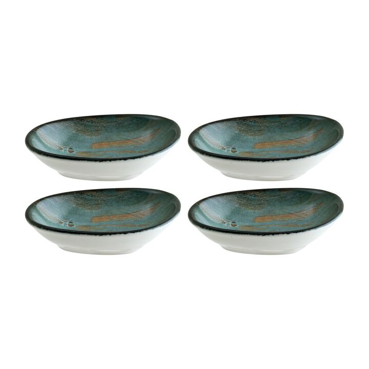 Madera 4" x 3" x h:0.75" 1 oz. Organic Decorated Porcelain Bowl (Set of 4)