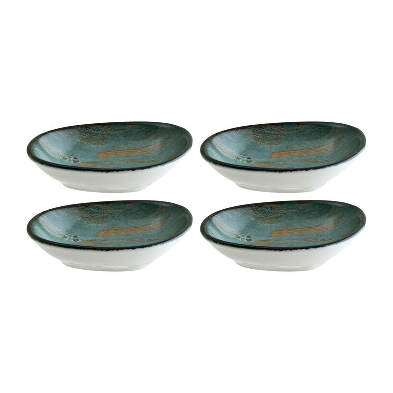 Madera 4" x 3" x h:0.75" 1 oz. Organic Decorated Porcelain Bowl (Set of 4)