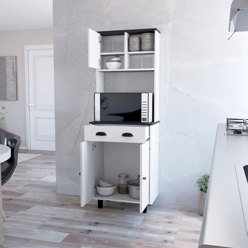 Kitchen Pantry Naomi, Kitchen, White / Black