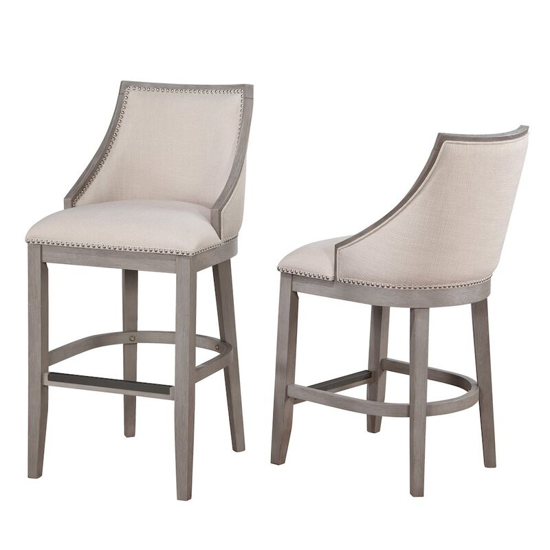 Keller Counter Height Stool 30" - Beige Fabric - Greywood Finish