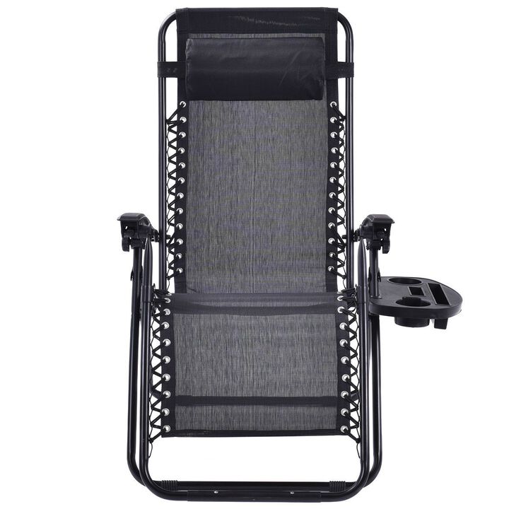 Hivvago Set of 2 Black Folding Outdoor Zero Gravity Lounge Chair Recliner