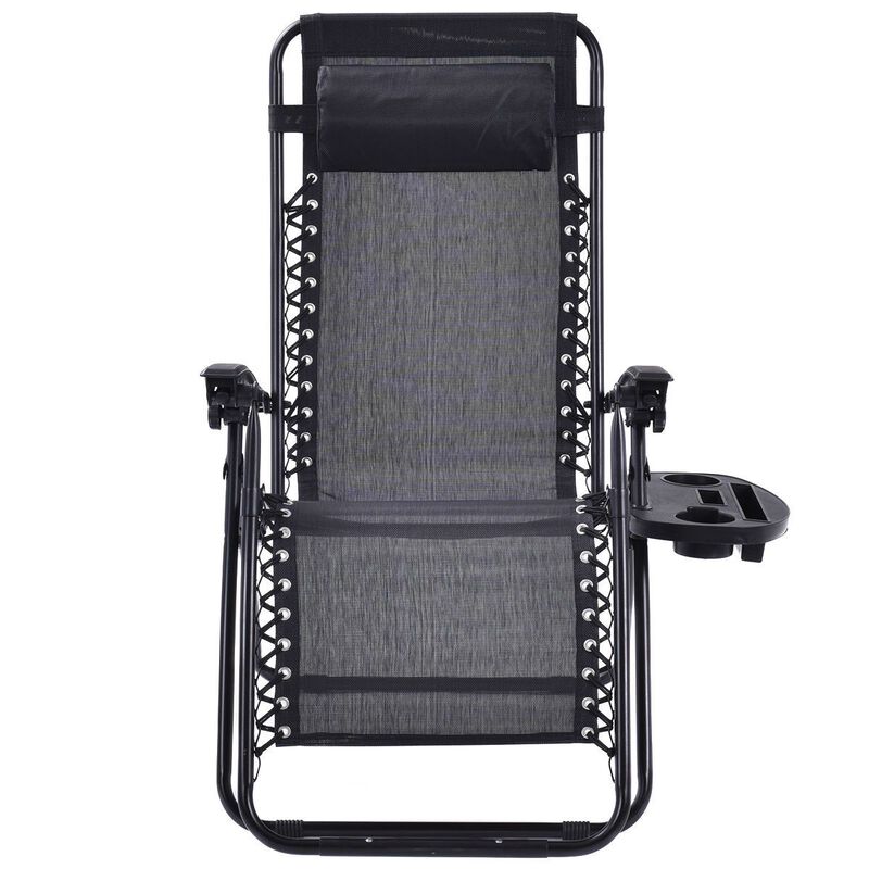 Hivvago Set of 2 Black Folding Outdoor Zero Gravity Lounge Chair Recliner