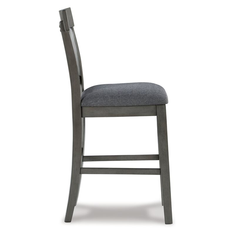 Haly Counter Height Chair Set of 2, Gray Solid Wood Frame and Fabric - Benzara