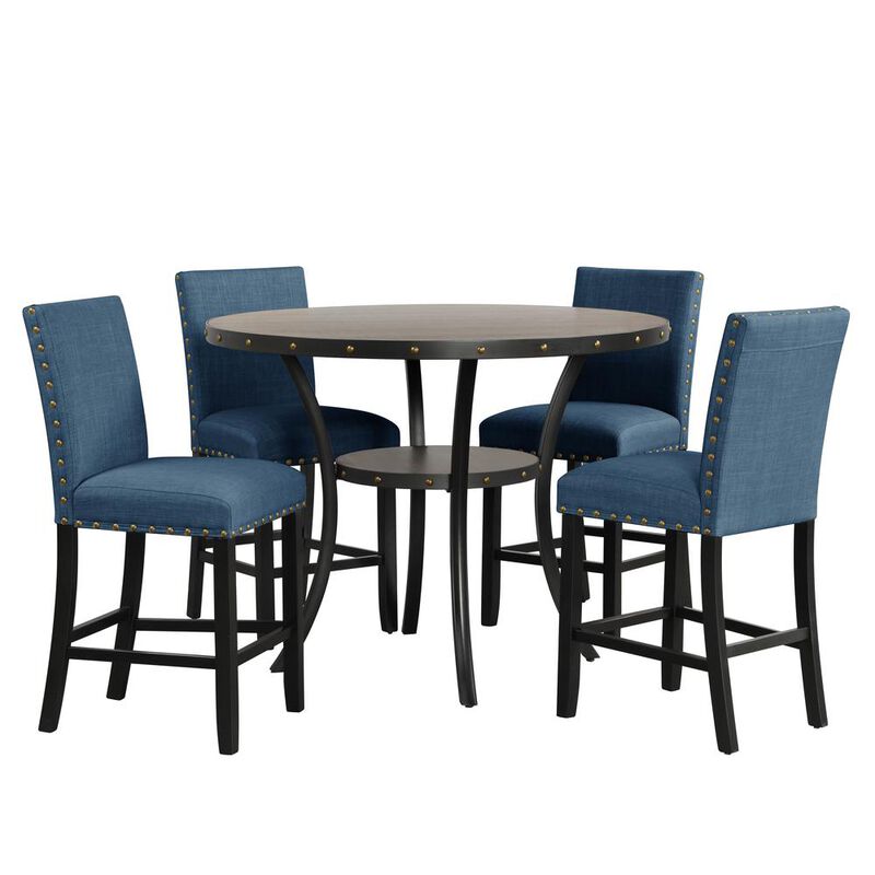 New Classic Furniture Furniture Crispin 48 Round Melamine Wood Counter Table in Gray