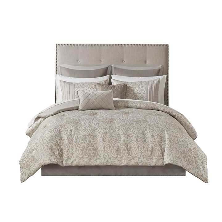 Belen Kox Khaki 12-Piece Comforter Set in 100% Polyester Jaquard, Belen Kox