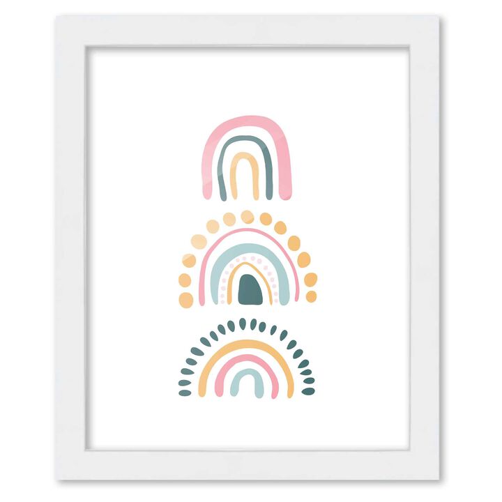 8x10 Framed Nursery Wall Art Boho Rainbow Poster In White Wood Frame For Kid Bedroom or Playroom