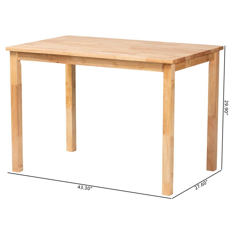 Baxton Studio Eveline Modern Natural Brown Finished Wood 43 Inch Dining Table
