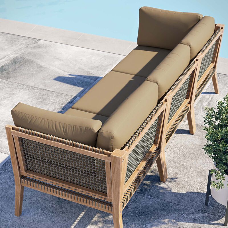 Modway - Clearwater Outdoor Patio Teak Wood Sofa