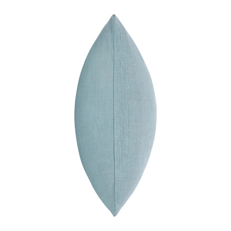 Reto Throw Pillow, 22 Inch Striped Tape Applique, Blue Cotton Linen - Benzara