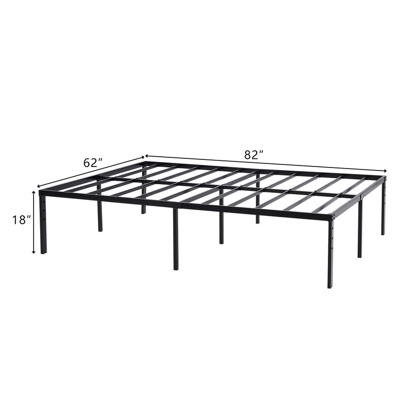 Tall Iron Bed Frame, Minimalist Metal Platform with Strong Support