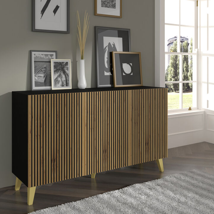 Buffet RAVENNA F 59'' 3D Milled MDF Fronts Black Matt / Natural Artisan Oak